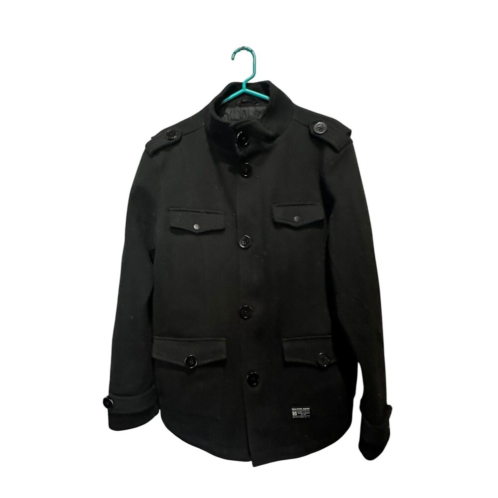 Kr3w Jacket Mens Black Military Full Zip Button Up Mens Size XL Peacoat USA